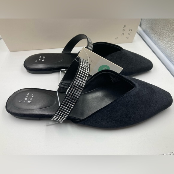 A New Day Maxine Flats Shoes Black Velvet Size 8.5 Rhinestones Memory Foam - Picture 6 of 7